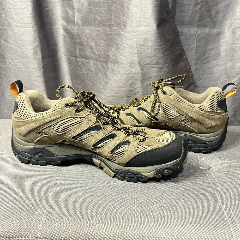 Merrell continuum walnut brown leather lace up hiking sneakers vibram sole 13